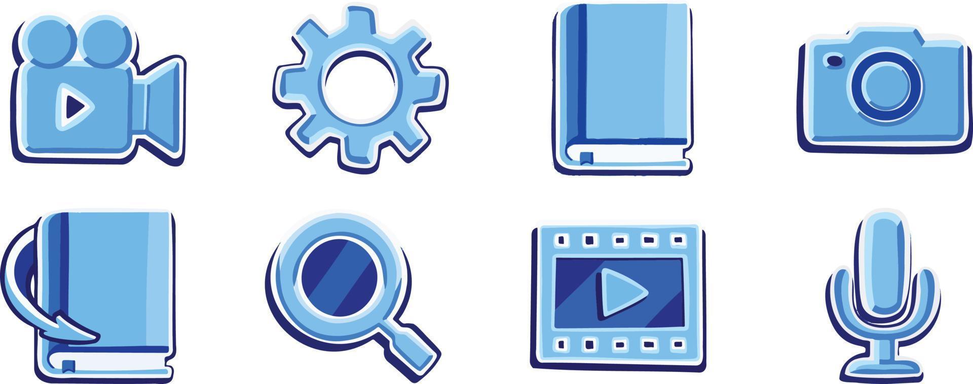 Symbol icon vector cyan blue set web