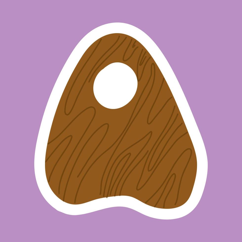 Wooden Ouija Planchette sticker.Esoteric and Mystical Design Element. vector