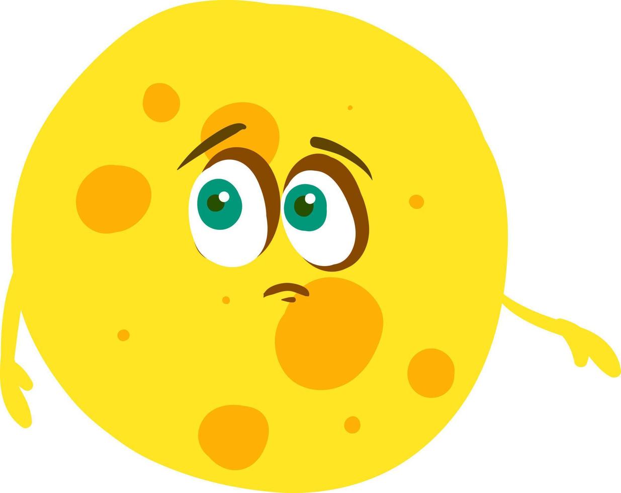 Sad moon, illustration, vector on white background.