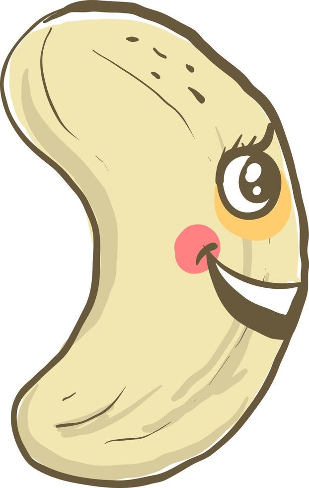 Happy nut, illustration, vector on white background.