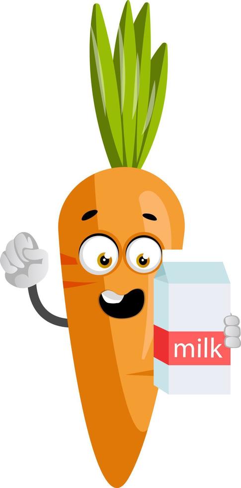 Carrot with milk, illustration, vector on white background.
