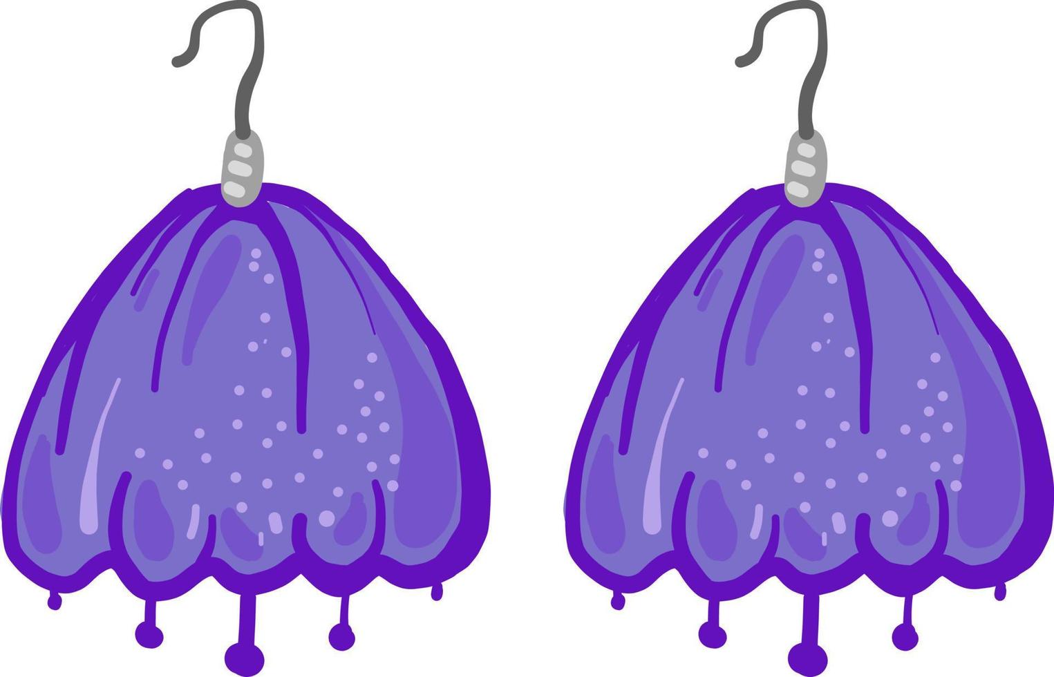 Purple earrings , illustration, vector on white background