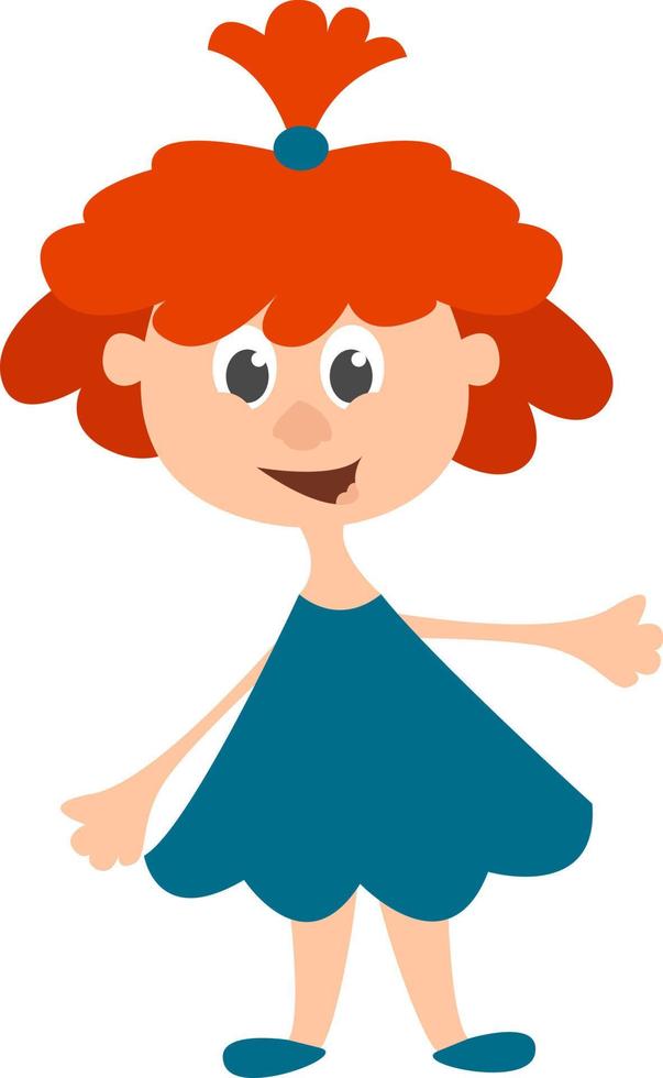 Ginger girl, illustration, vector on white background.