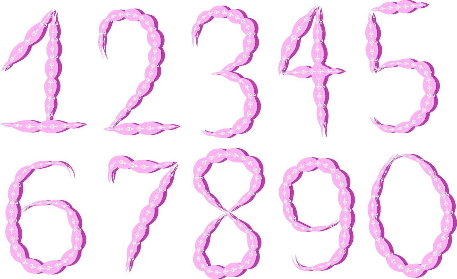 Floral numbers, illustration, vector on white background.