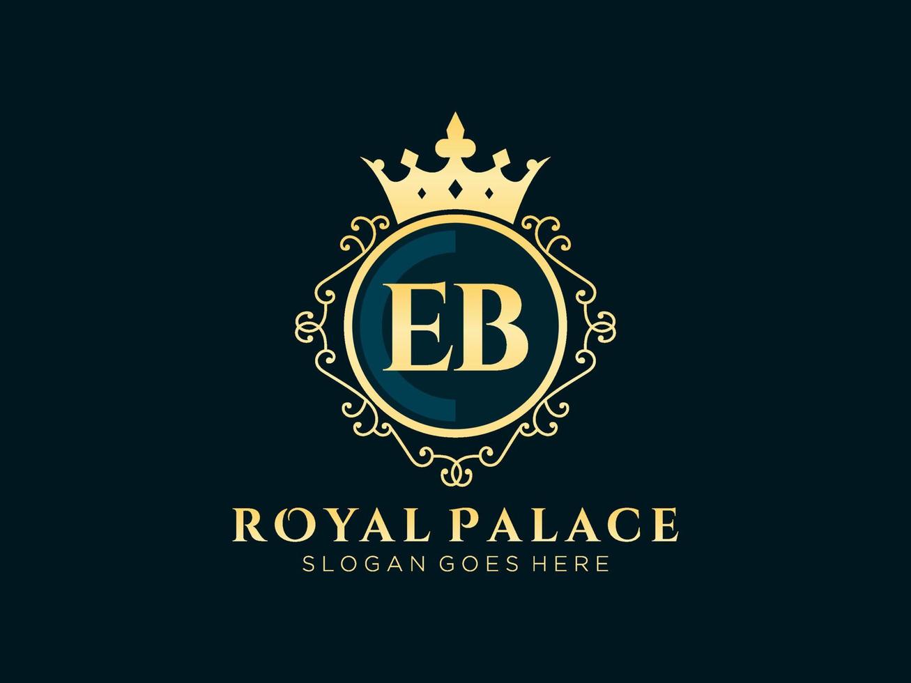 Letter EB Antique royal luxury victorian logo with ornamental frame. vector
