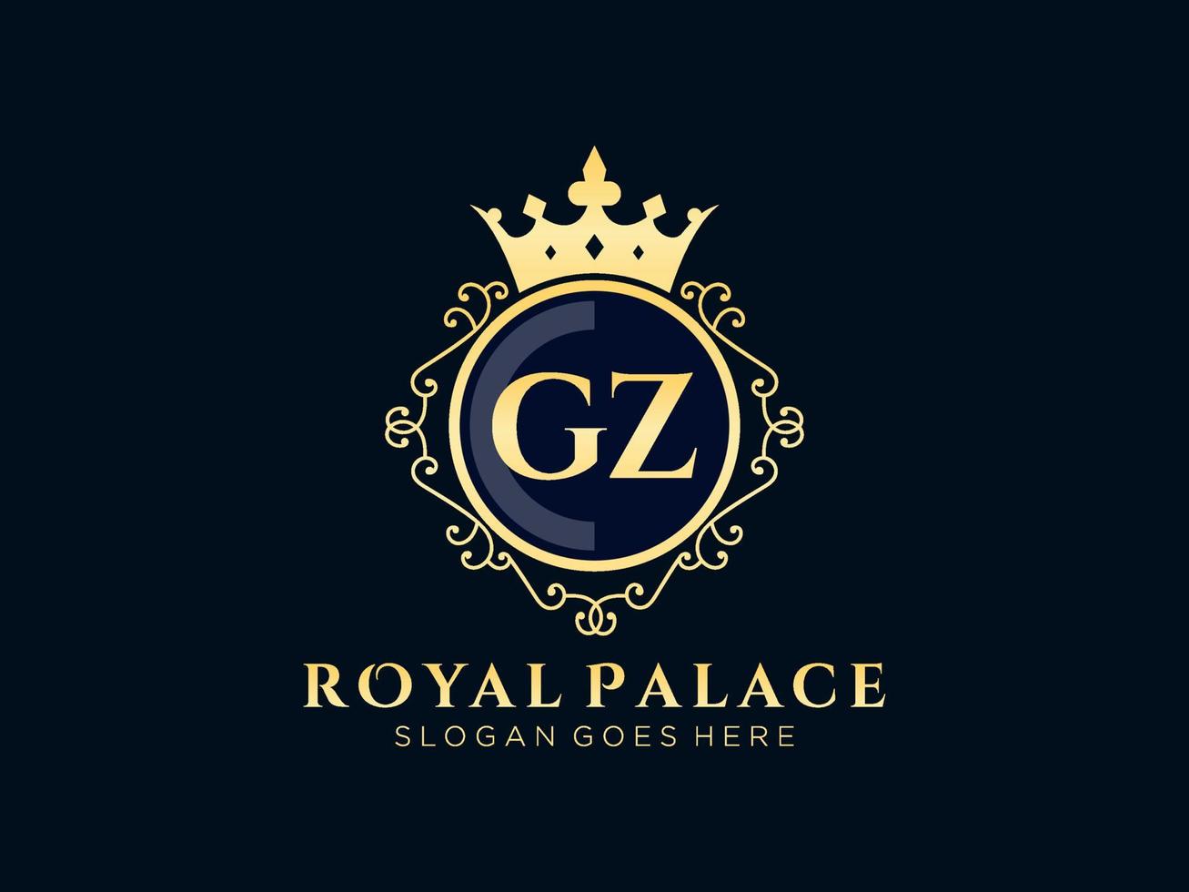 Letter GZ  Antique royal luxury victorian logo with ornamental frame. vector