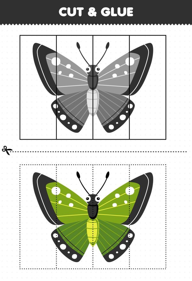 juego educativo para niños cortar y pegar con hoja de trabajo de error imprimible lindo escarabajo de dibujos animados vector