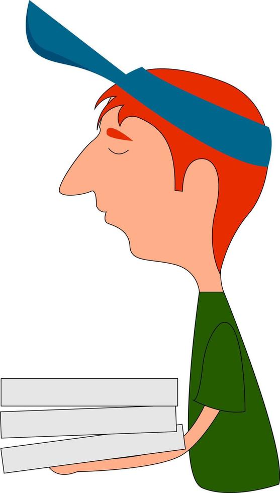 Pizza delivery man, illustration, vector on white background.