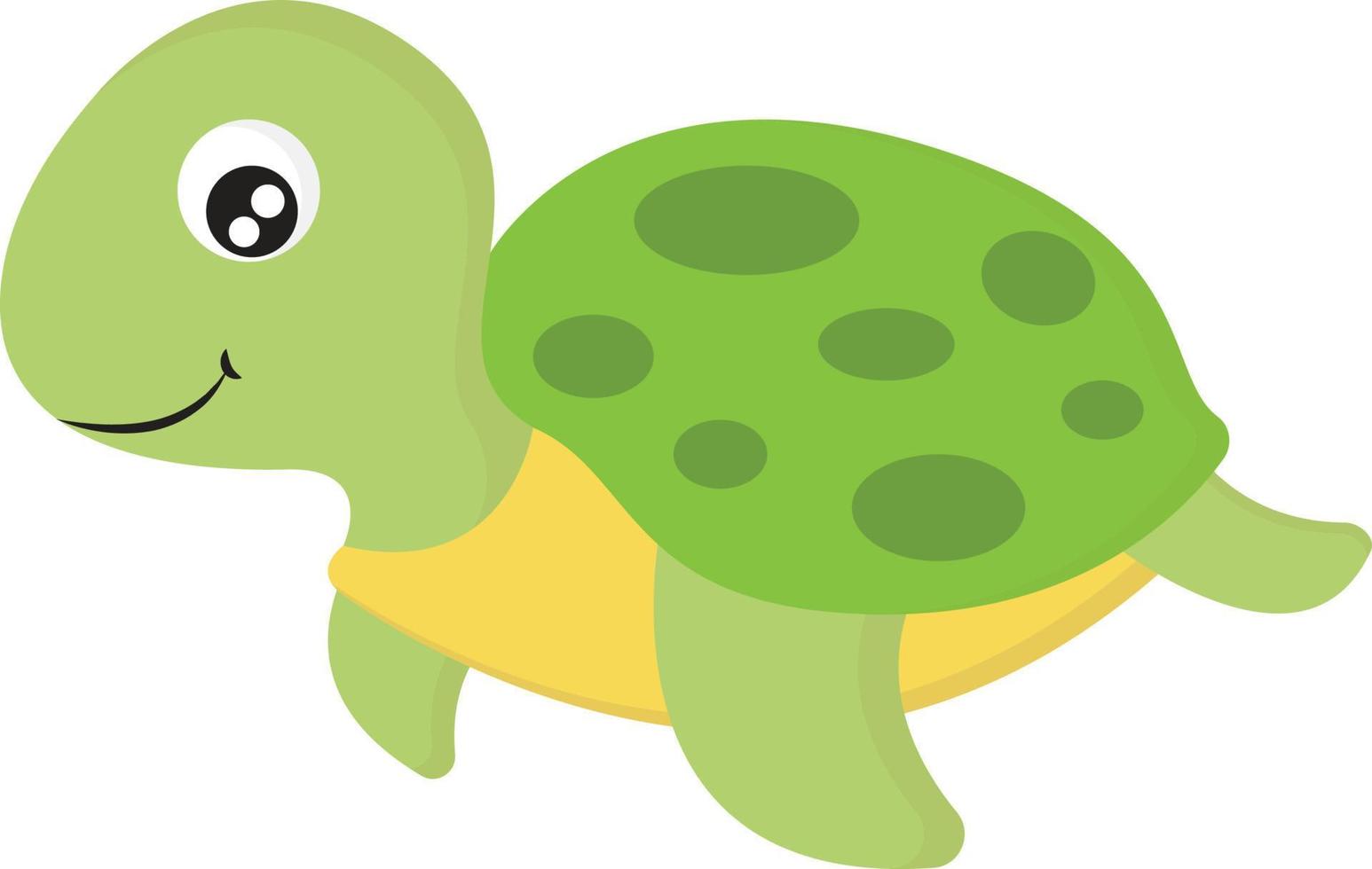 Cute sea turtle, illustration, vector on white background.