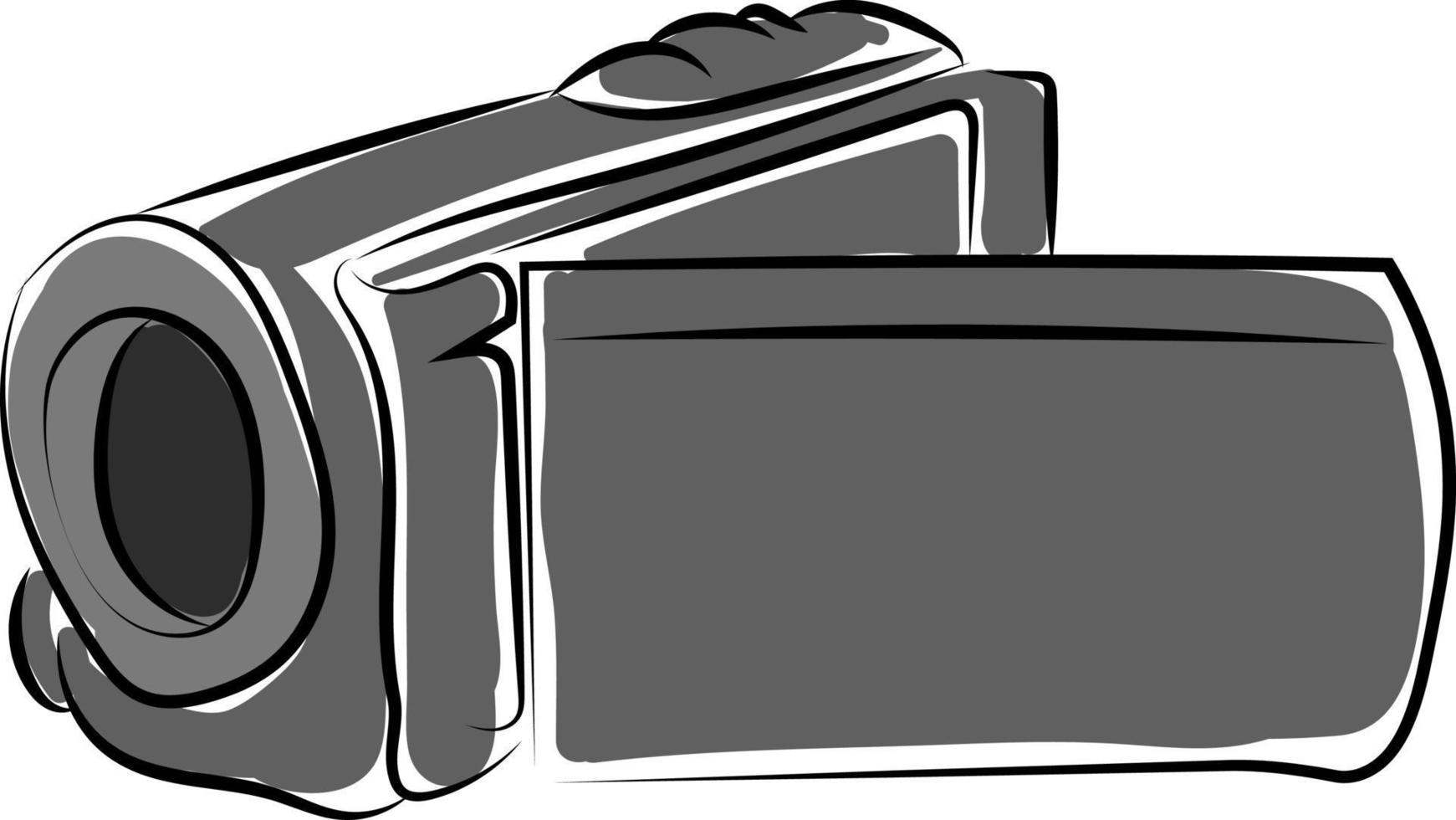Video camera drawing, illustration, vector on white background.