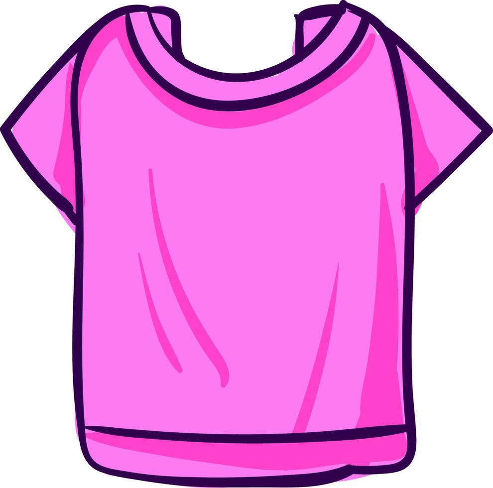 Camiseta rosa mujer, ilustración, vector sobre fondo blanco.