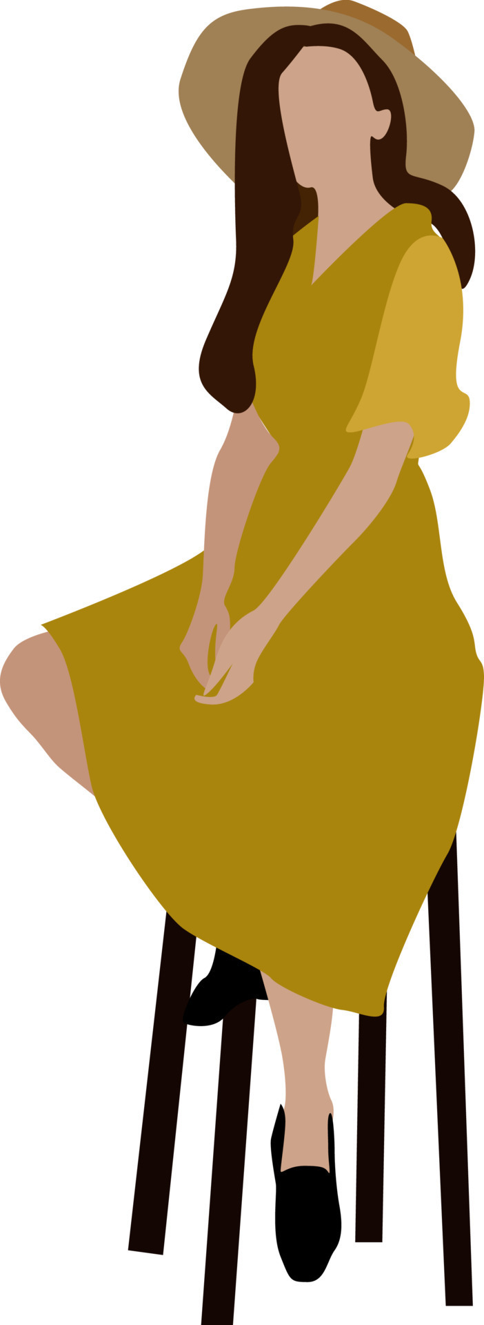 Girl with yellow dress , illustration, vector on white background