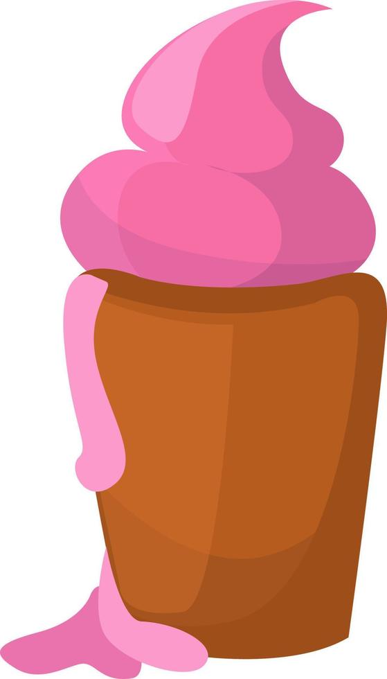 Pink ice cream, illustration, vector on white background