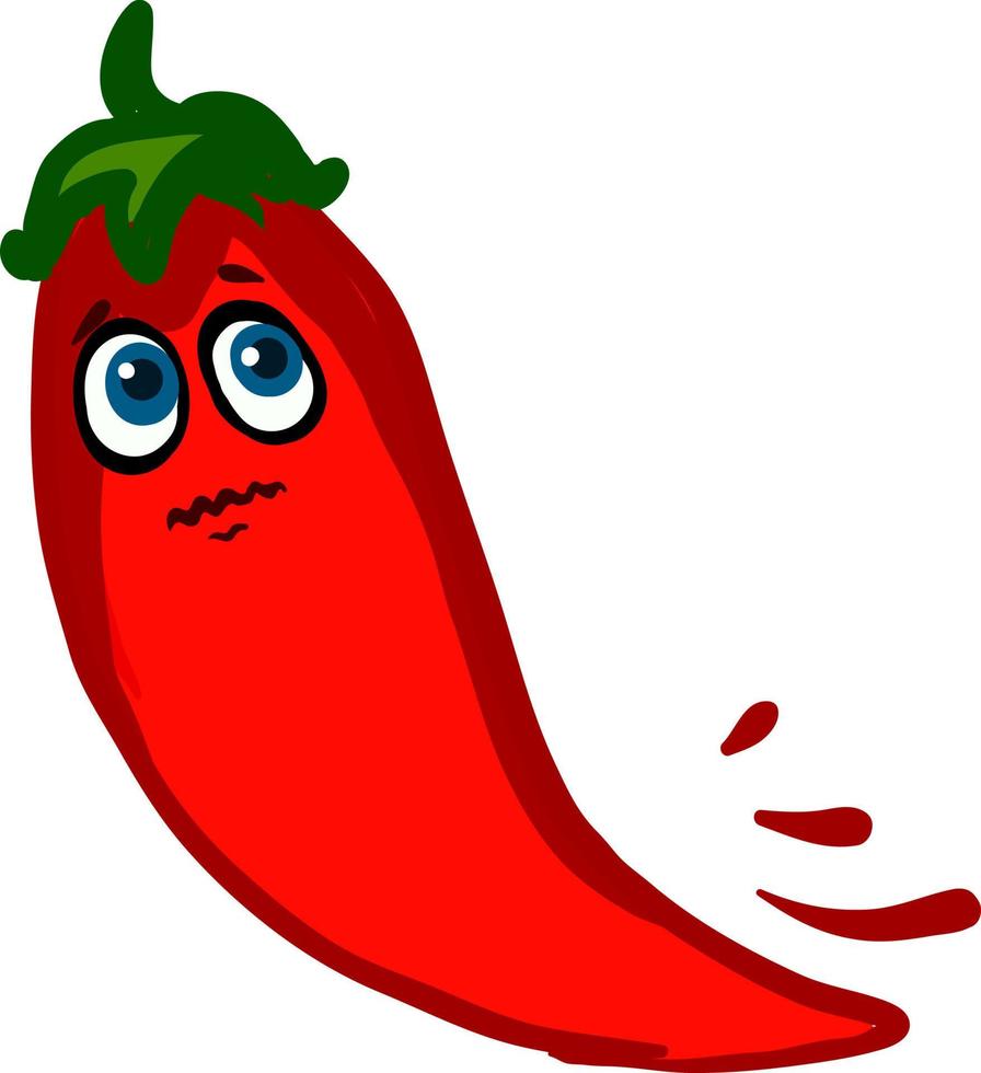 Scared pepper, illustration, vector on white background.