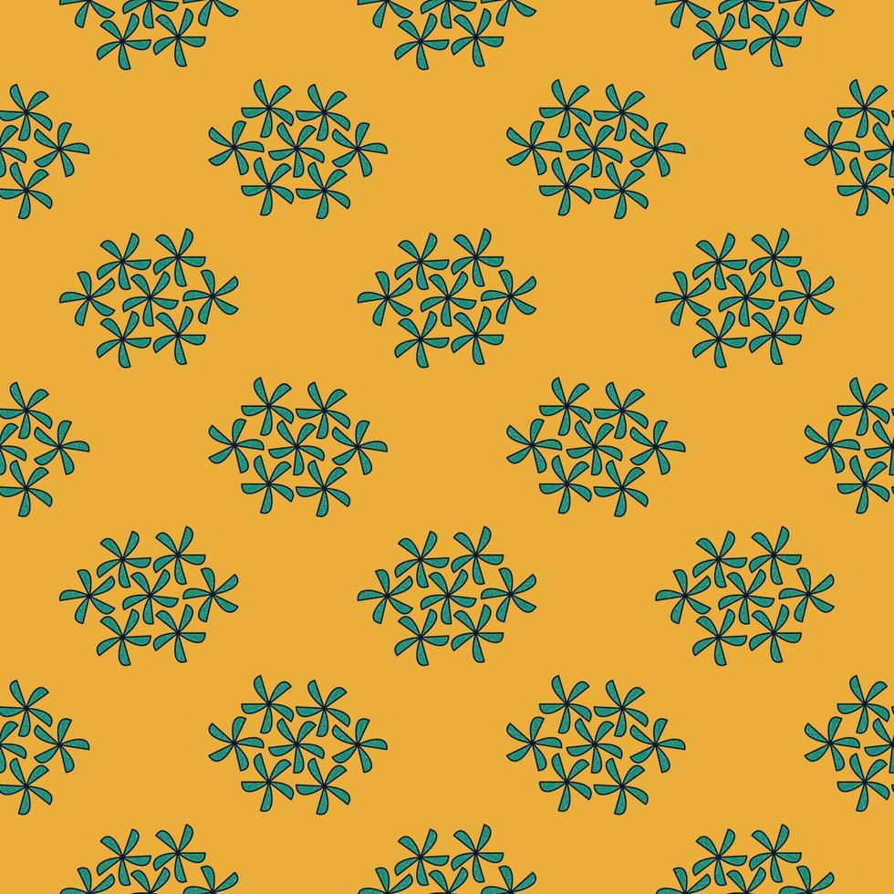 Blown dandelion,seamless pattern on yellow background. vector