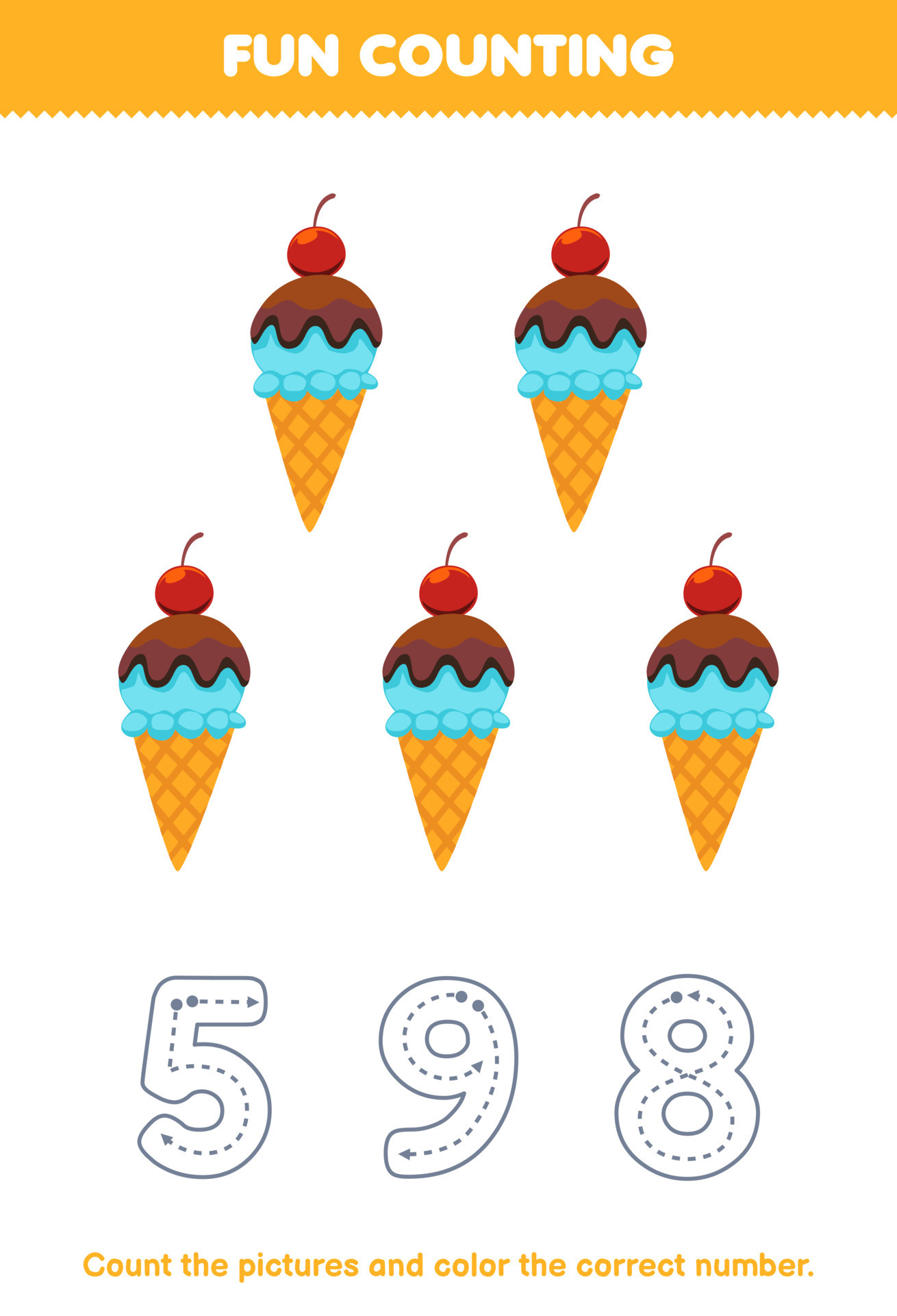 Juego Educativo Para Niños. Colorear Por Números. Palitos De Helado  Ilustraciones svg, vectoriales, clip art vectorizado libre de derechos.  Image 183471264