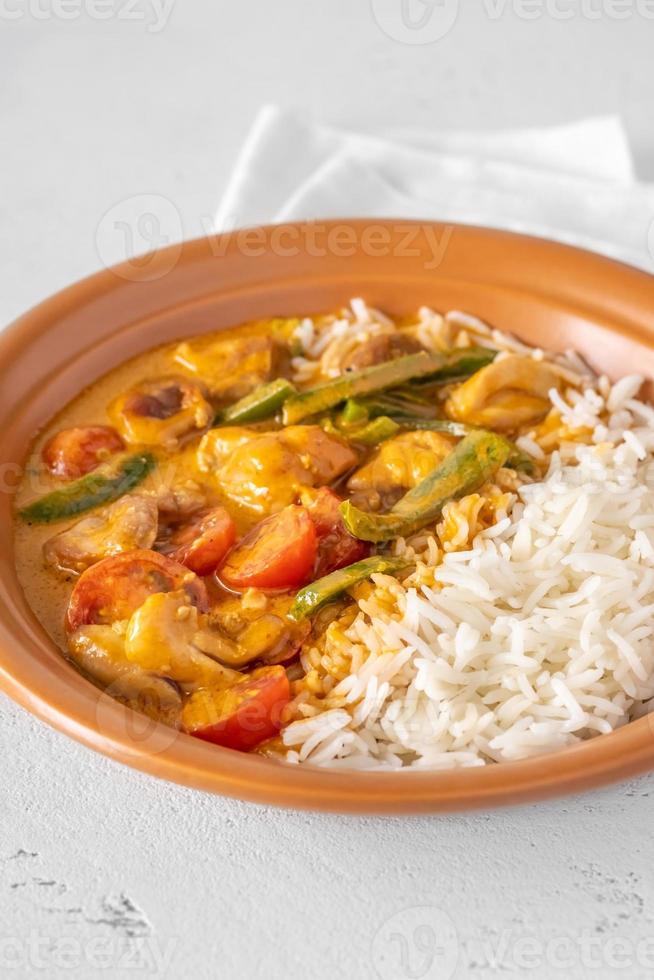 Thai red chicken curry photo