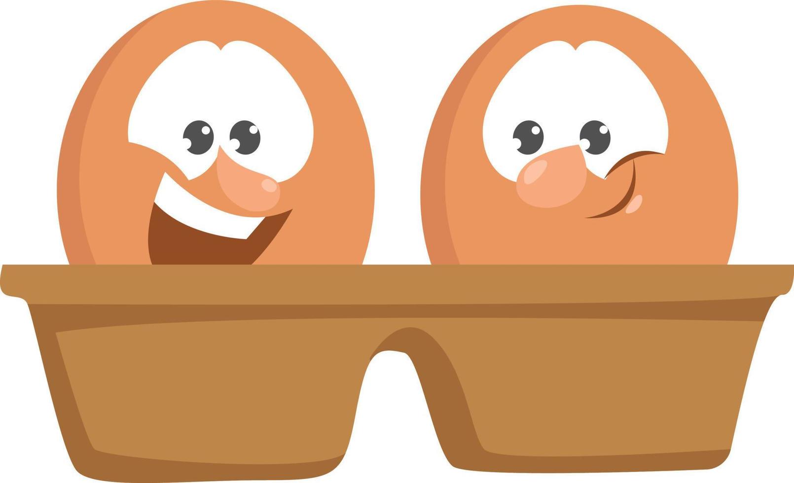 huevos en caja, ilustración, vector sobre fondo blanco