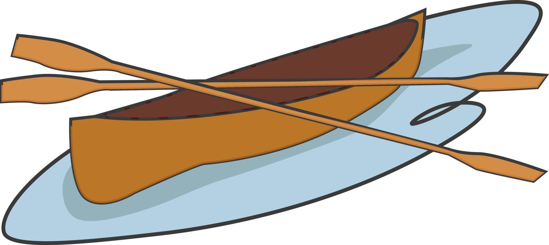 Canoe in the water ,illustration, vector on white background.