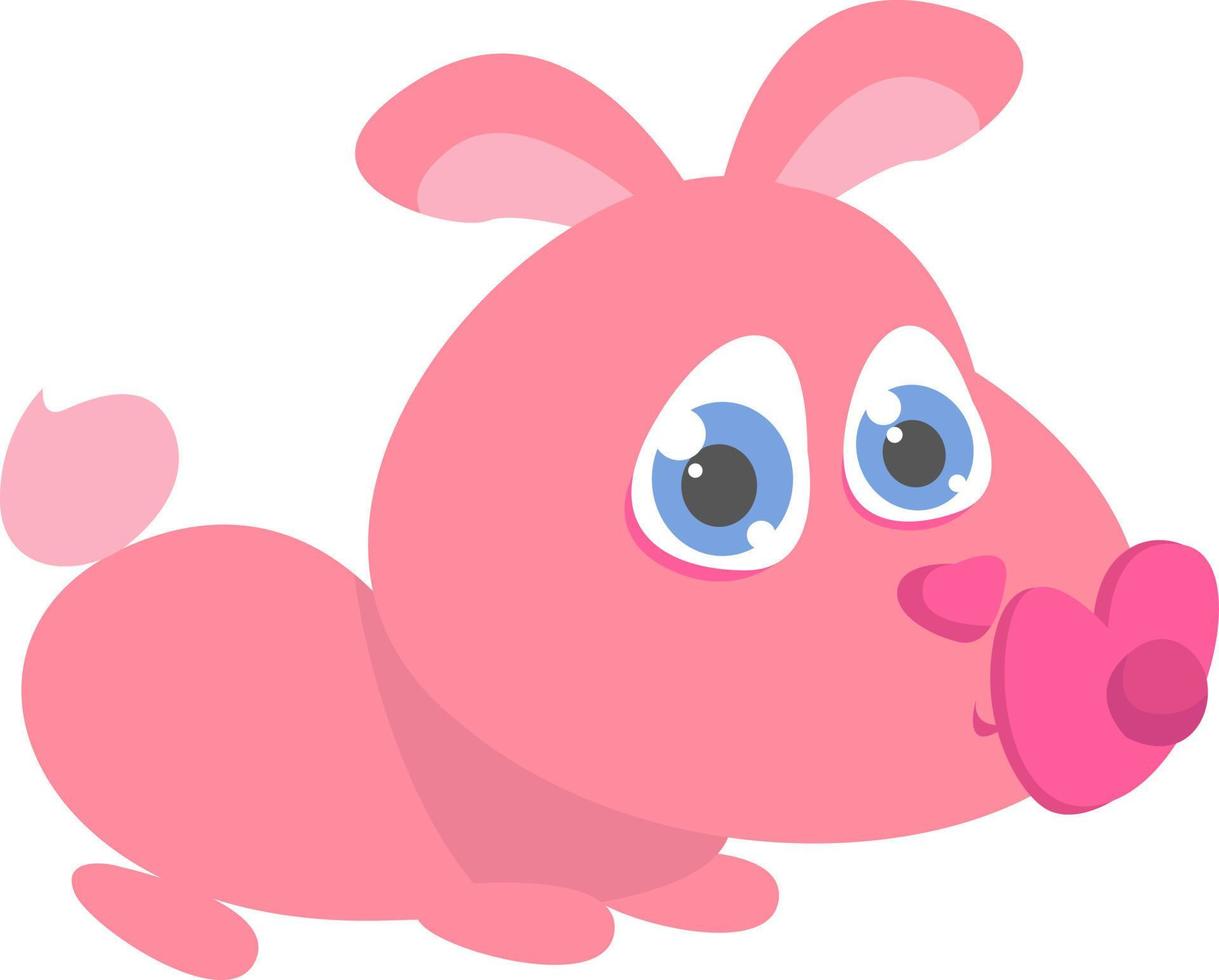 Small pink bunny, illustration, vector on white background