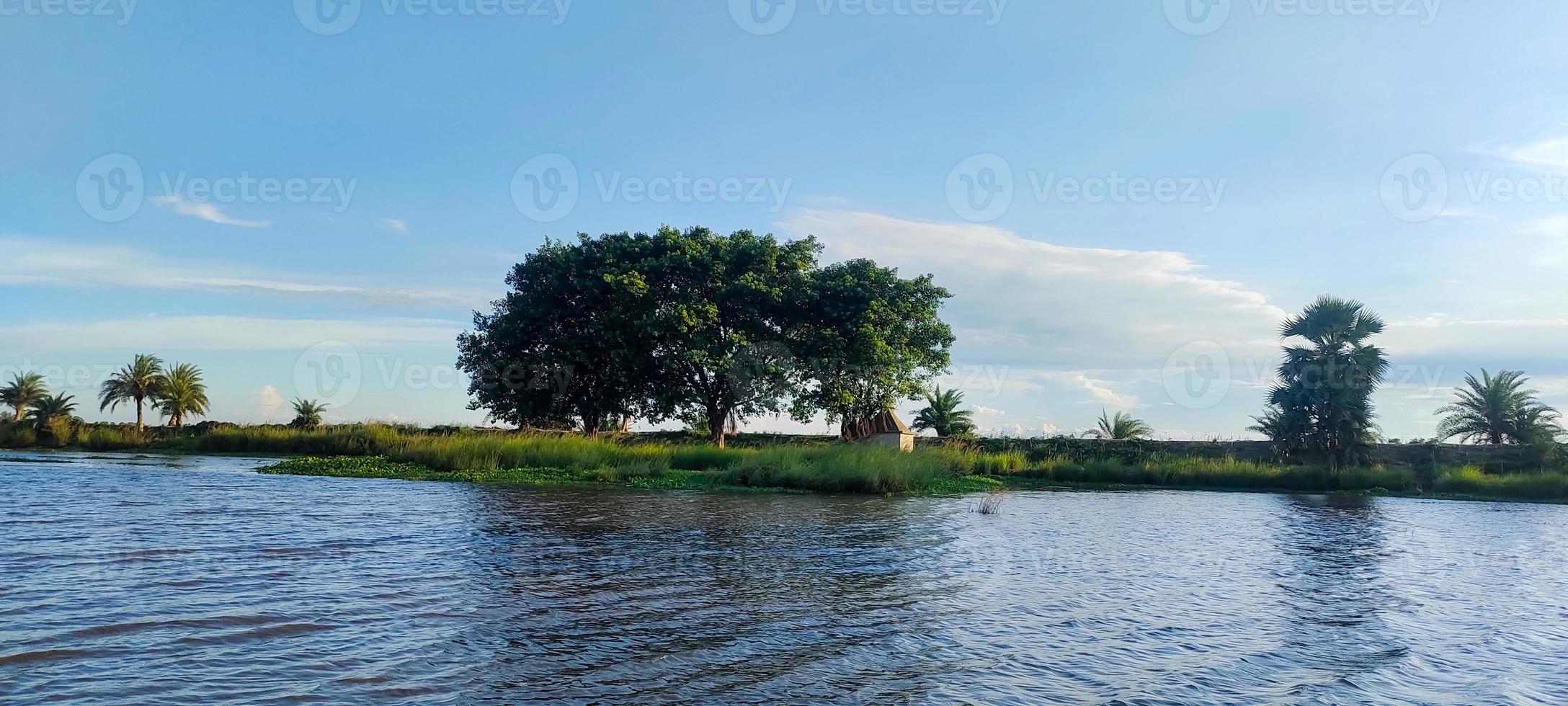 Blue color sky clear view background with cloud behind the Sun photo