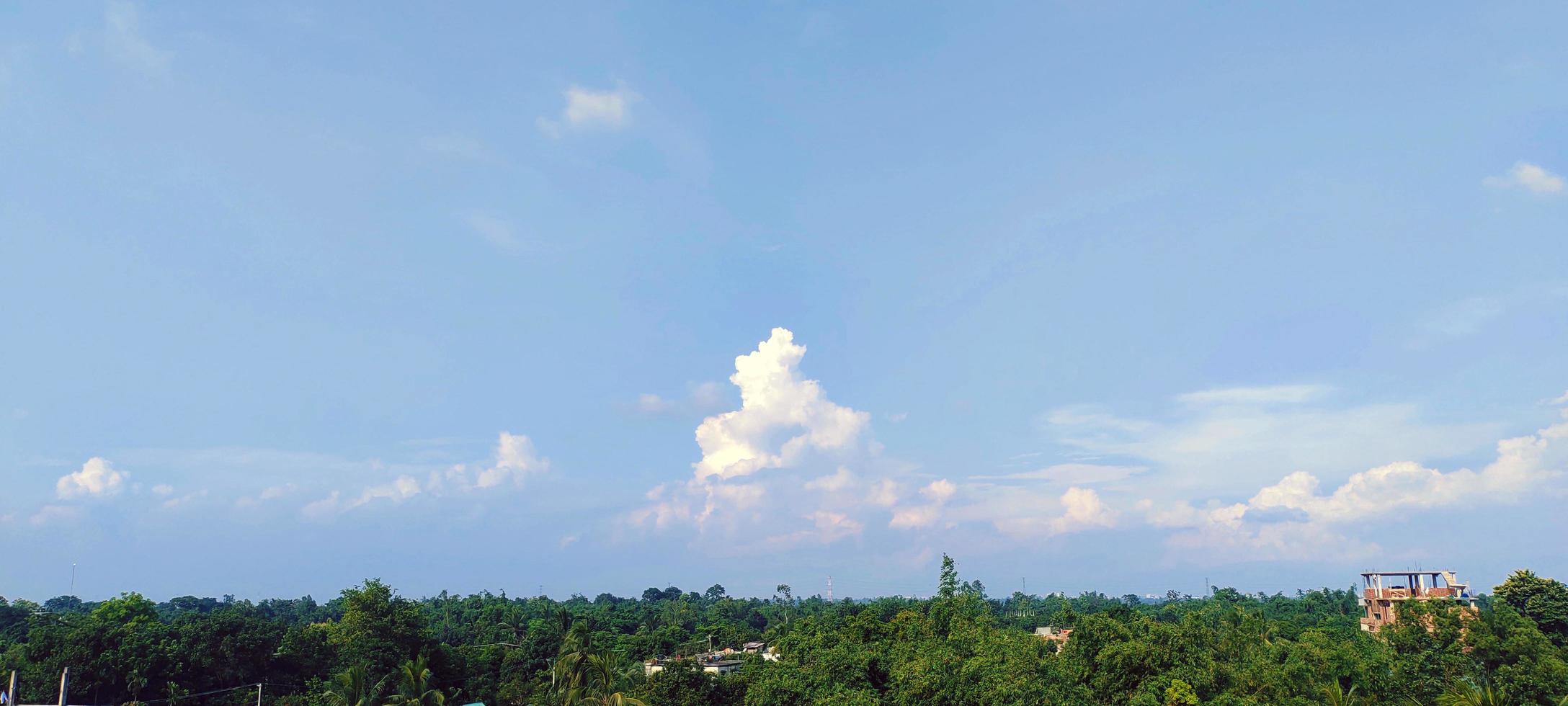 Blue color sky clear view background with cloud behind the Sun photo