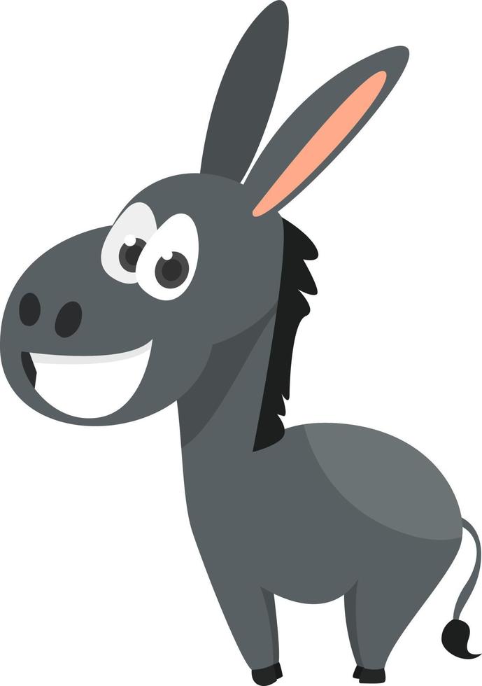 burro feliz, ilustración, vector sobre fondo blanco