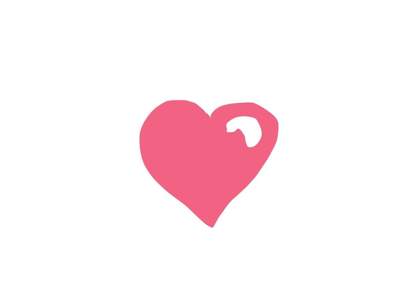 Heart illustration line art for template with black and red color. vector