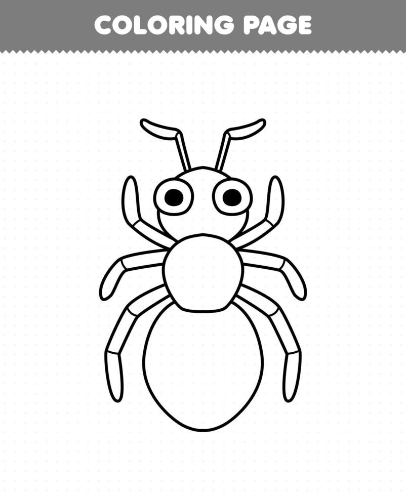Education game for children coloring page of cute cartoon ant line art printable bug worksheet vector