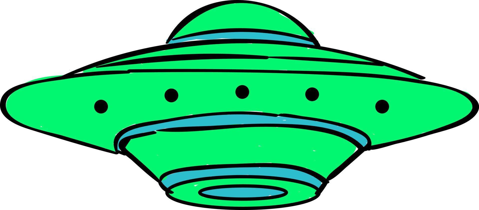 Green UFO, illustration, vector on white background.