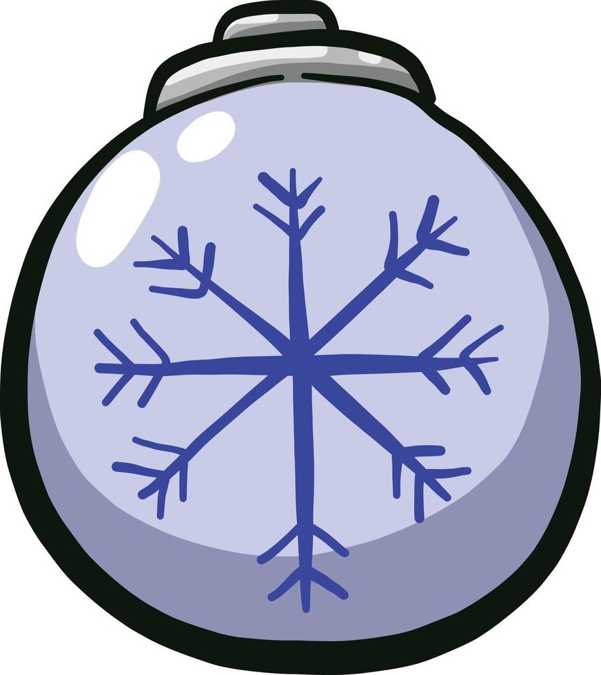 Tree toy with a snowflake, illustration, vector on a white background.