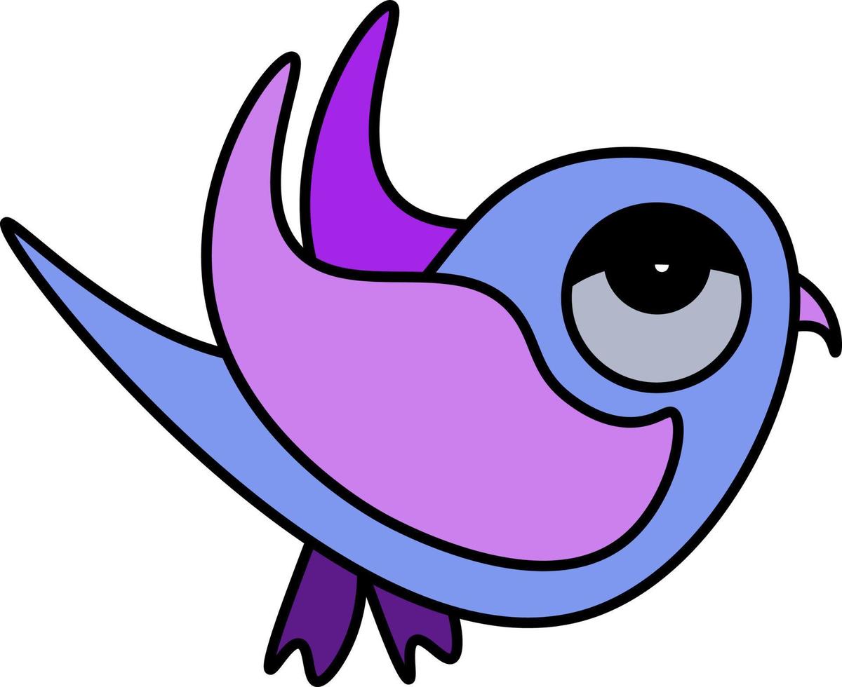 Purple tired bird, illustration, vector on white background.