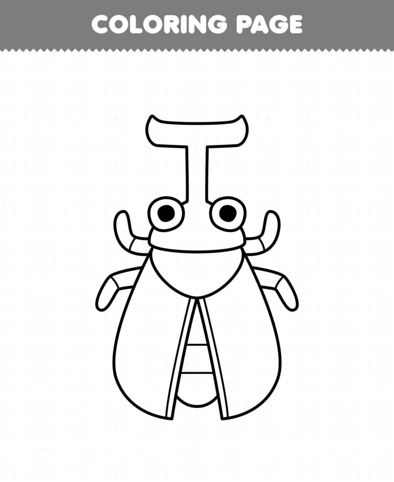 Education game for children coloring page of cute cartoon beetle line art printable bug worksheet vector