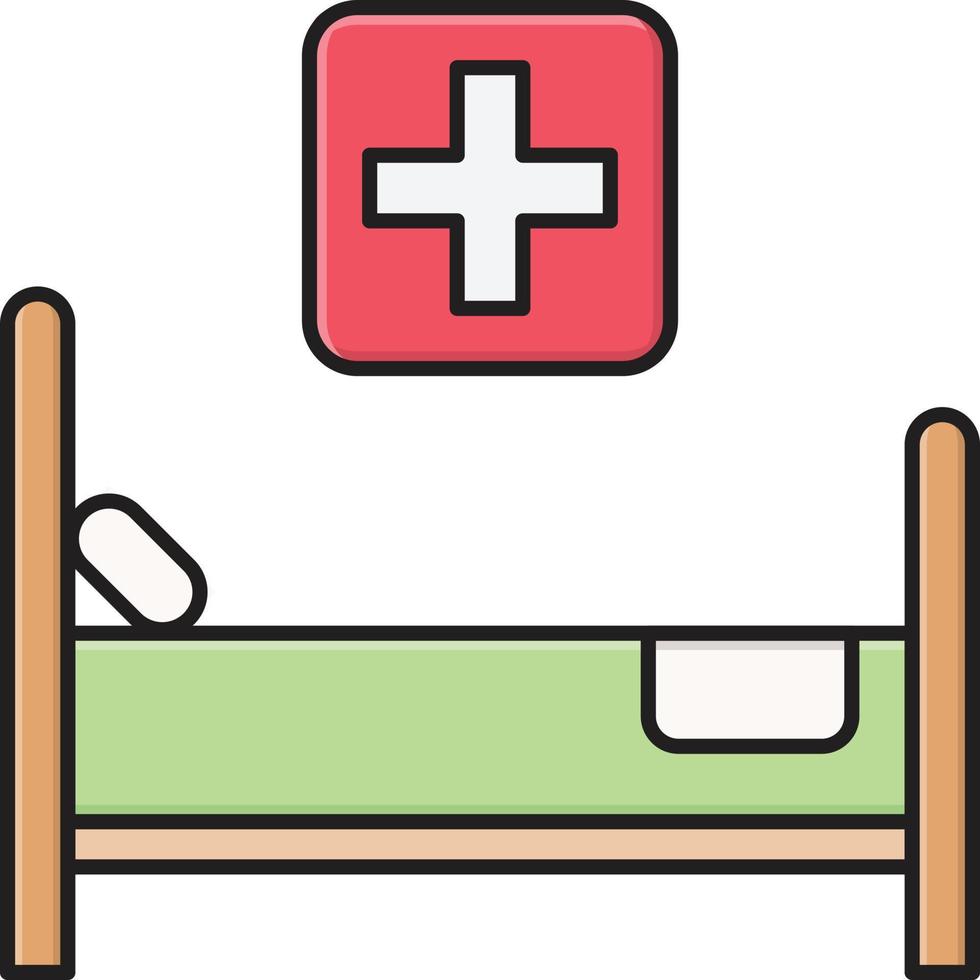 ilustración de vector de cama de hospital en un fondo. símbolos de calidad premium. iconos vectoriales para concepto y diseño gráfico.