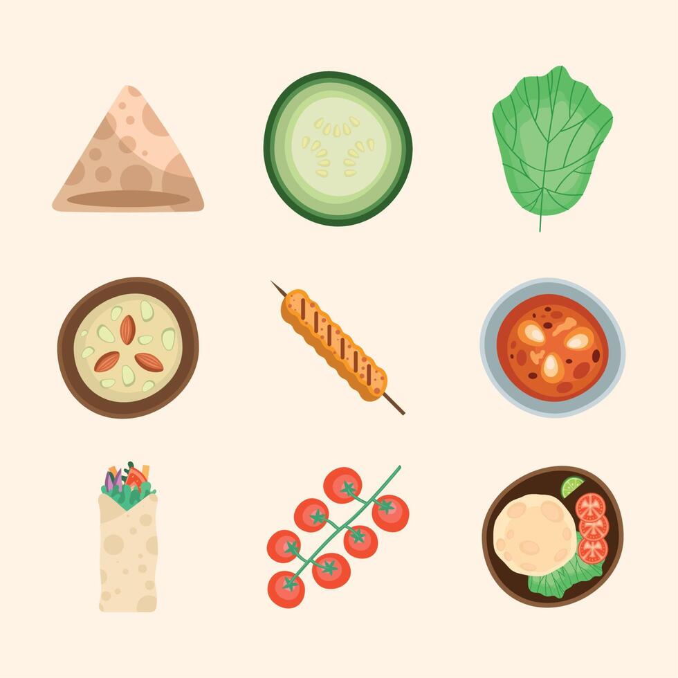 nine nutritive food icons vector