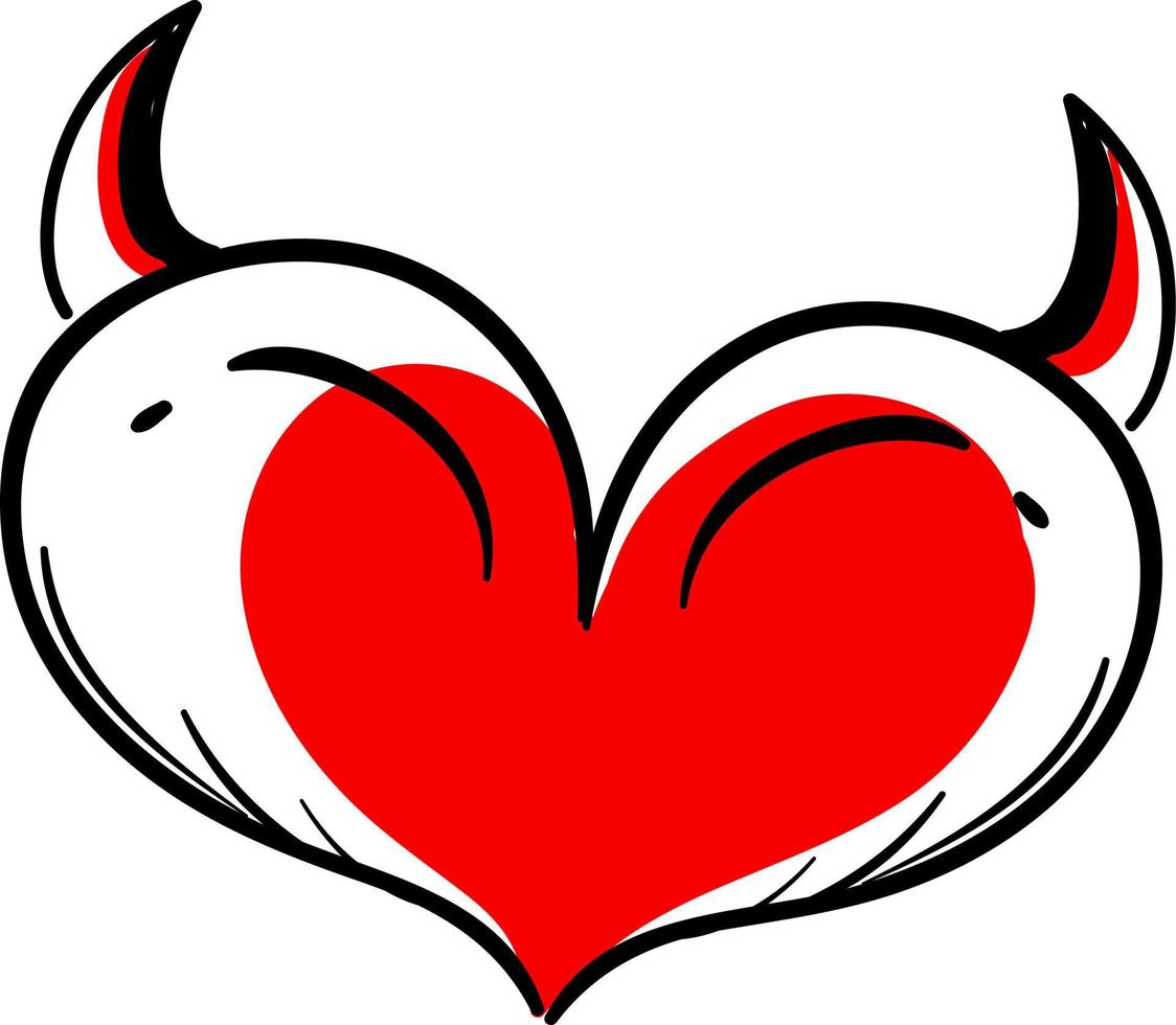 Devil heart, illustration, vector on white background.