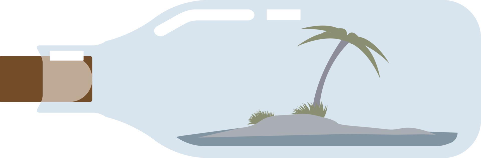 Island in bottle, illustration, vector on white background.