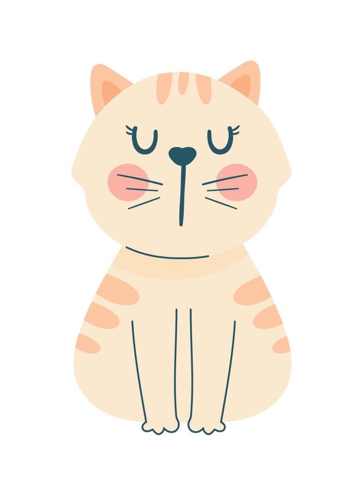 cute little cat seated vector
