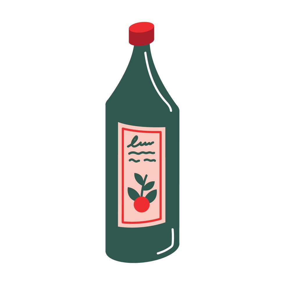 cherries wine bottle vector