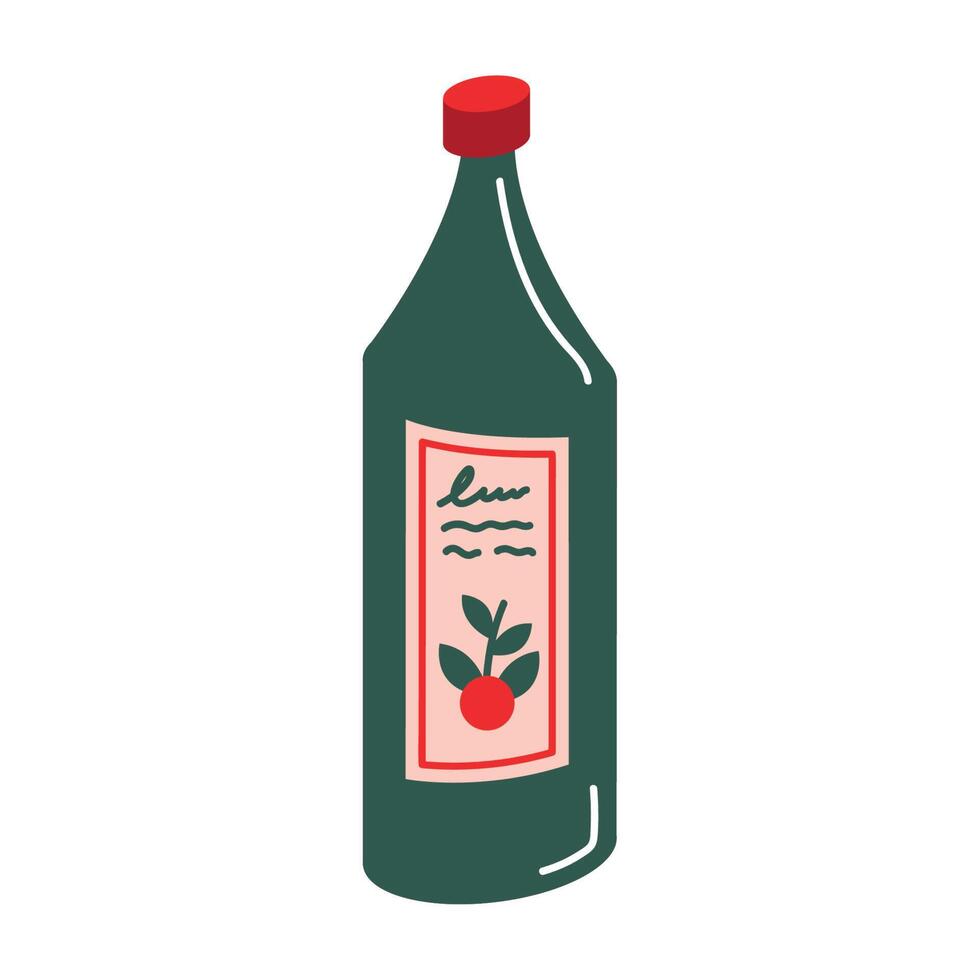 cherries wine bottle vector