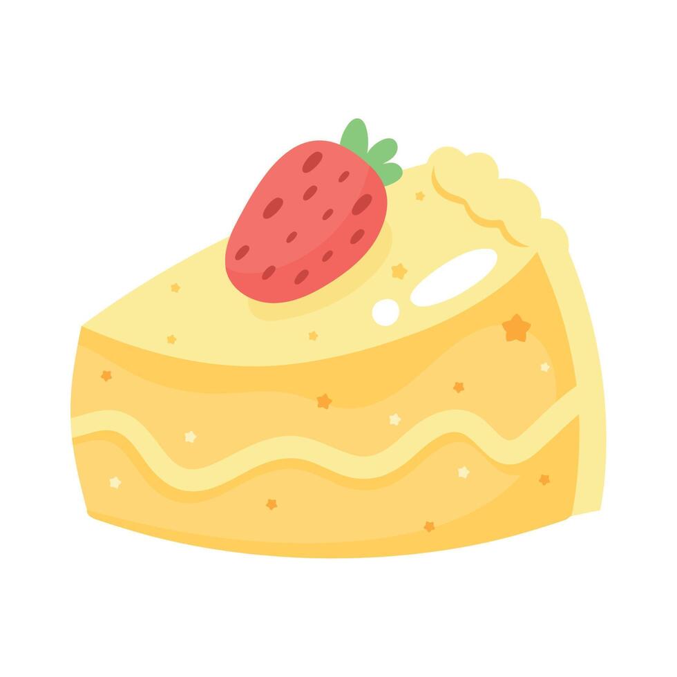 cake portion with strawberry vector