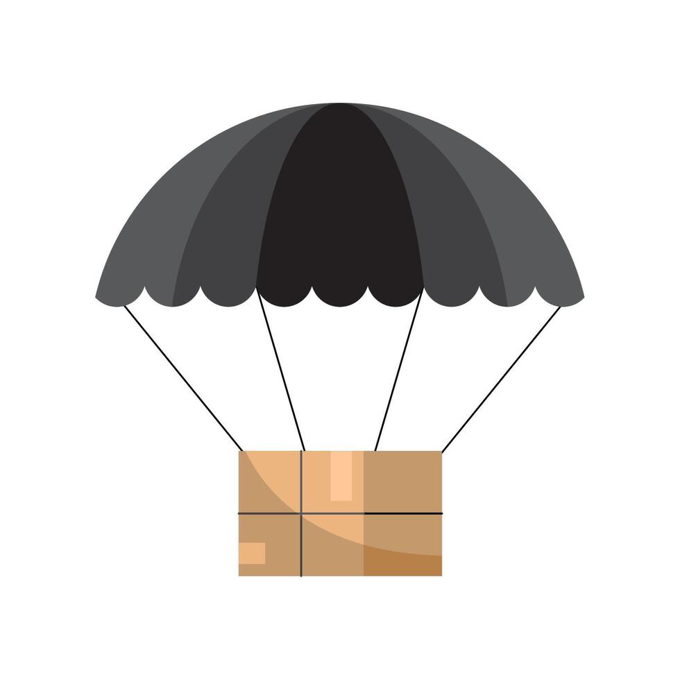 delivery box in parachute vector