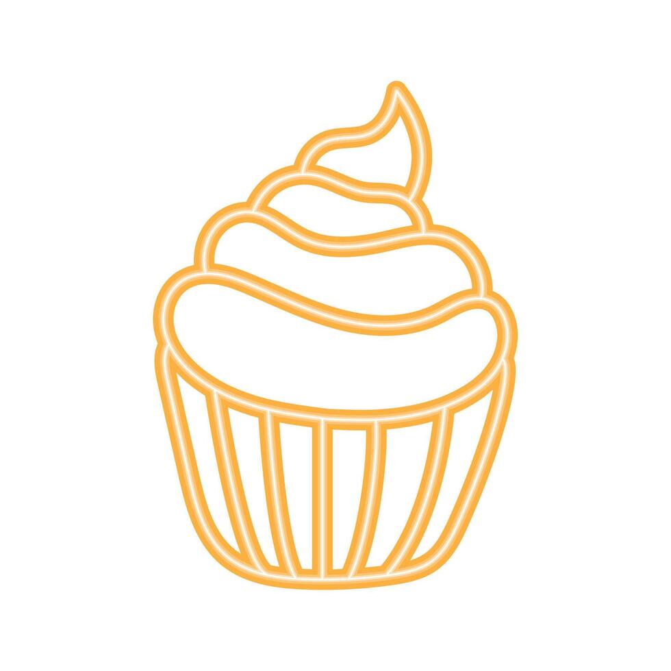 yellow cupcake neon party vector