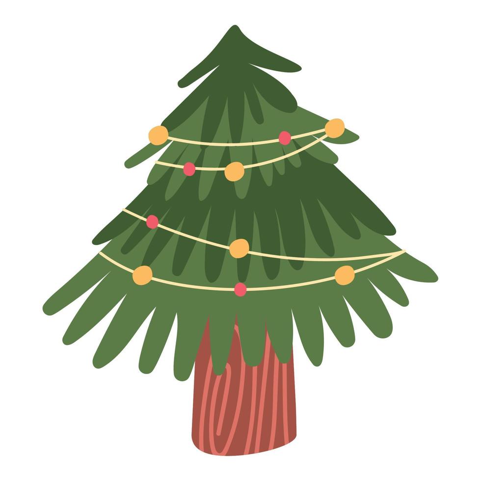 christmas tree decorated with balls vector