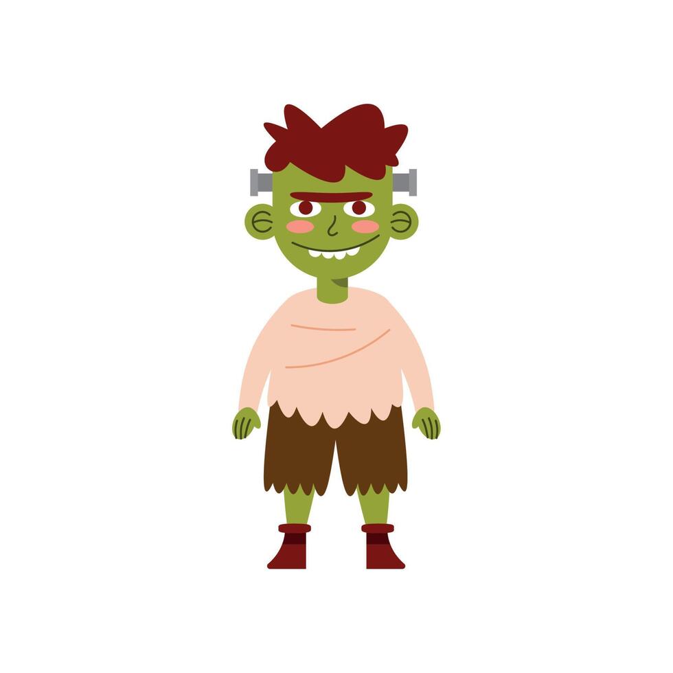 boy with disguise frankenstein vector