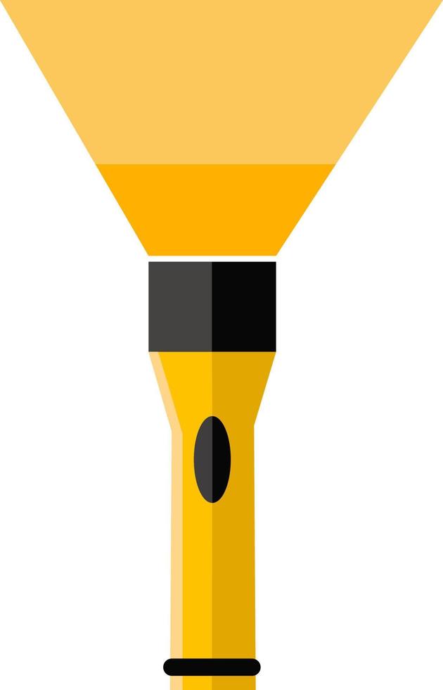 Yellow flashlight, illustration, vector on white background.