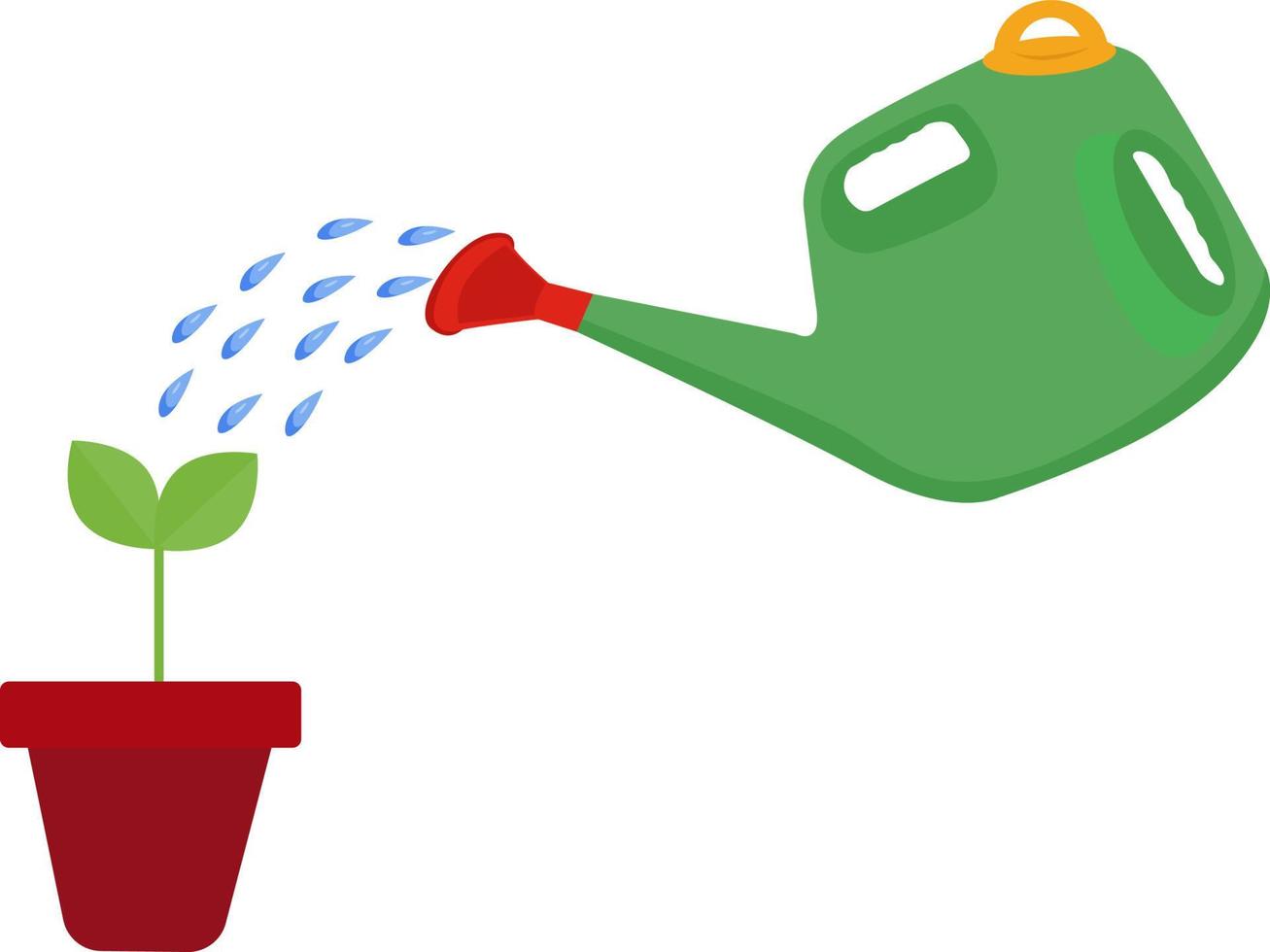 Green watering can, illustration, vector on white background