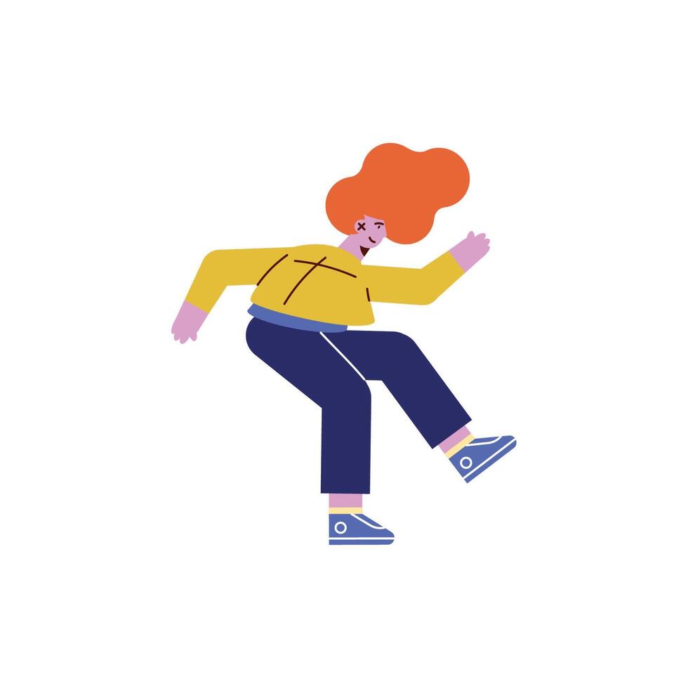 redhead woman running vector