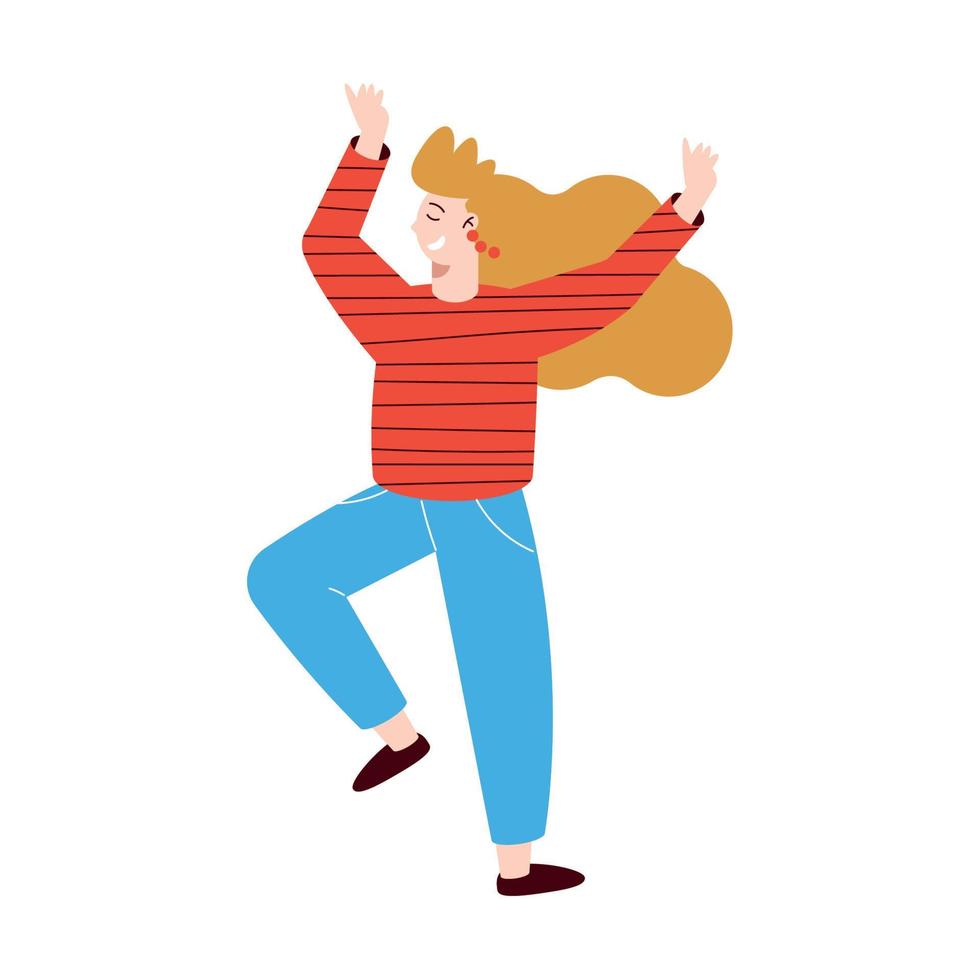 happy blond woman celebrating vector