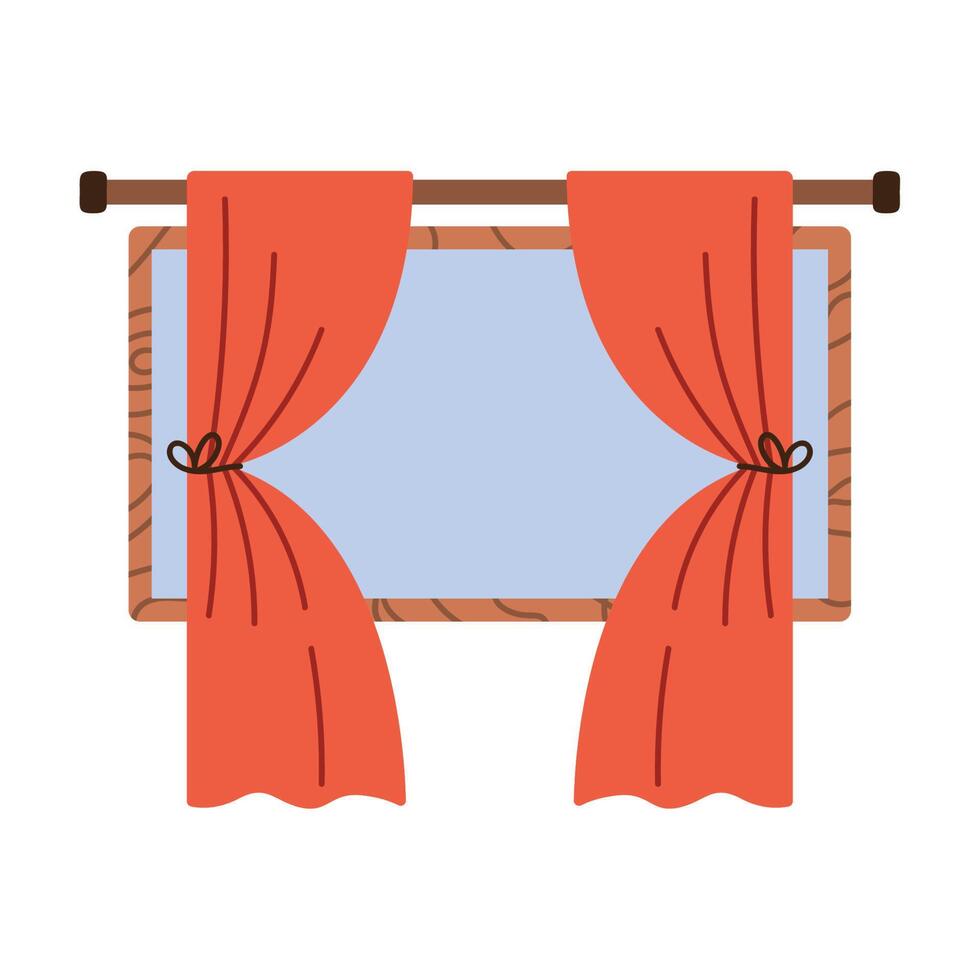 red courtains in window vector
